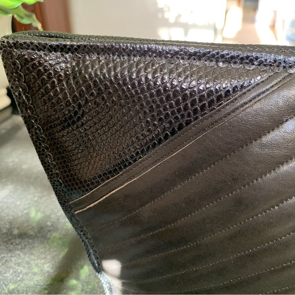 Vintage Carlos Fioro Italian Nubuck Black Leather Envelope Purse - Picture 4 of 16